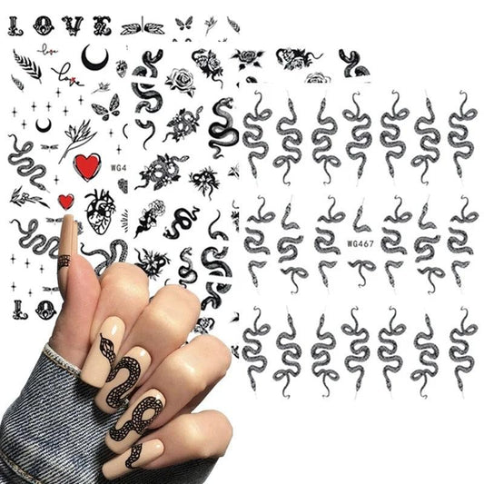 3D Snake & Dragon Nail Art Stickers