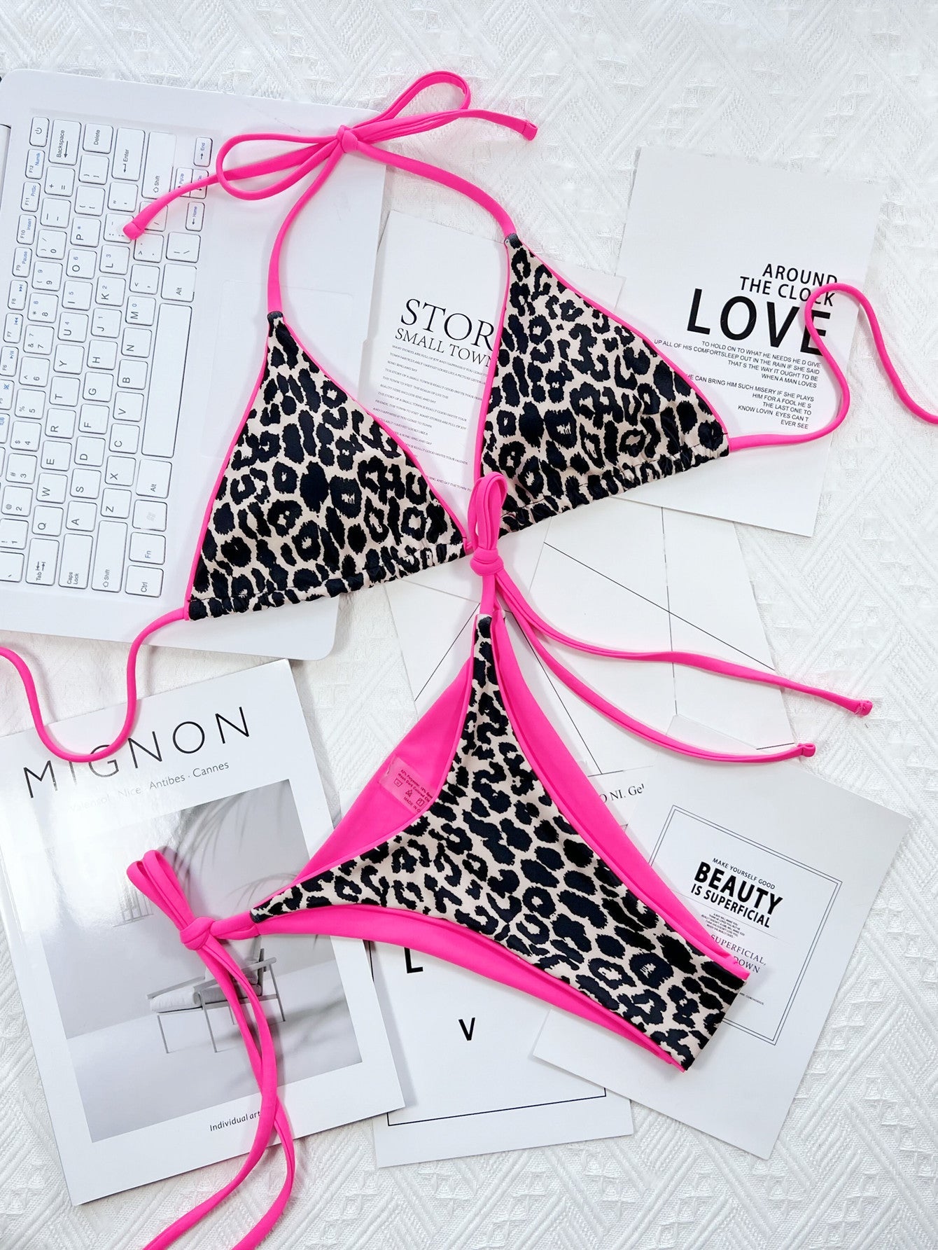 Leopard Print Tie-Side Bikini Set