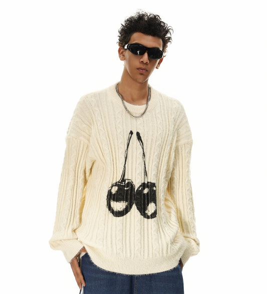 Suéter de punto de doble cereza