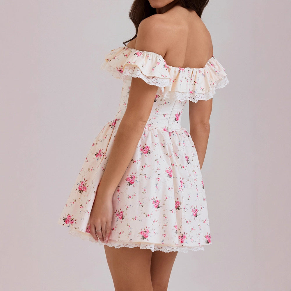 Cala Galdana Floral Bow Off-Shoulder Mini Dress