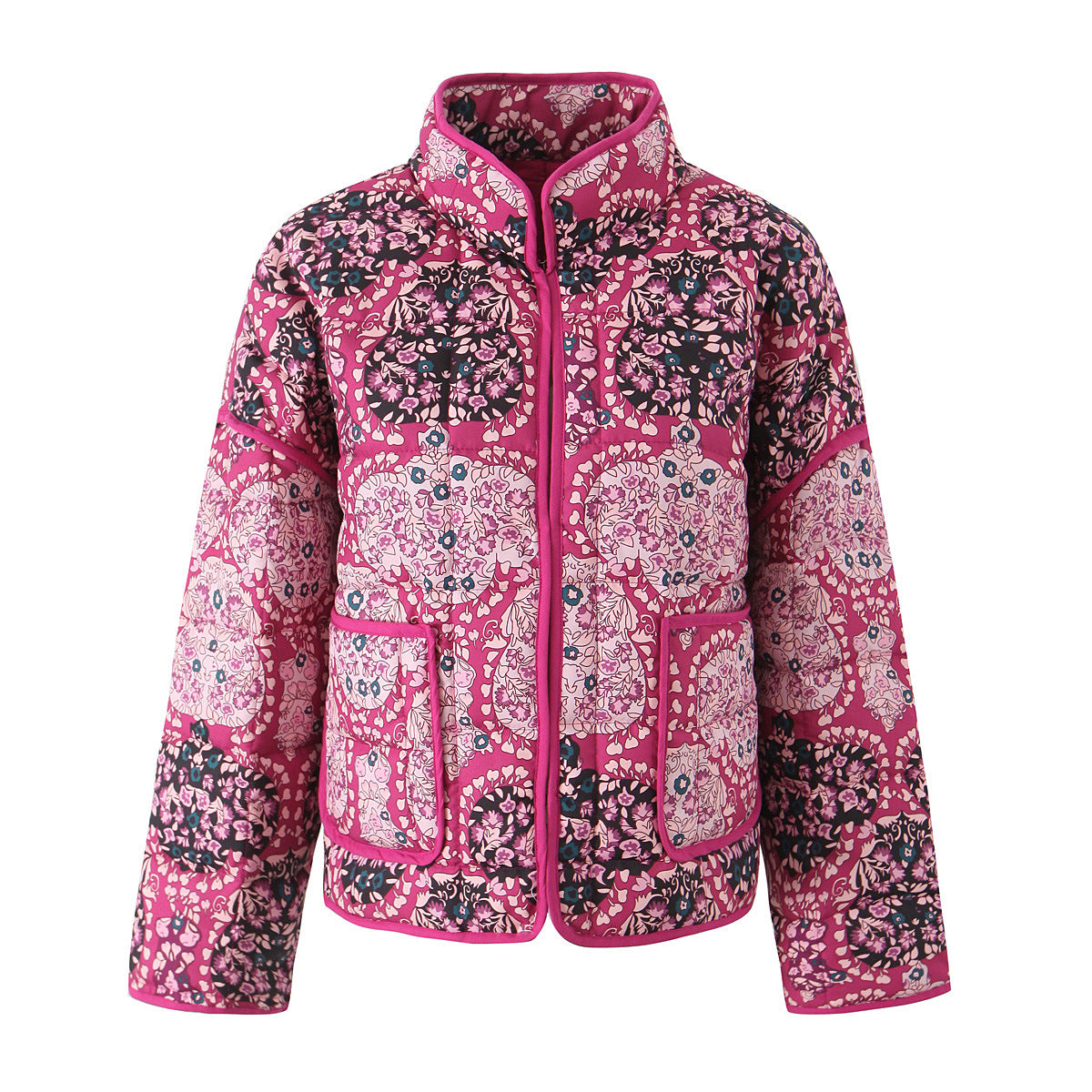Pink Printed Quilted Jacket