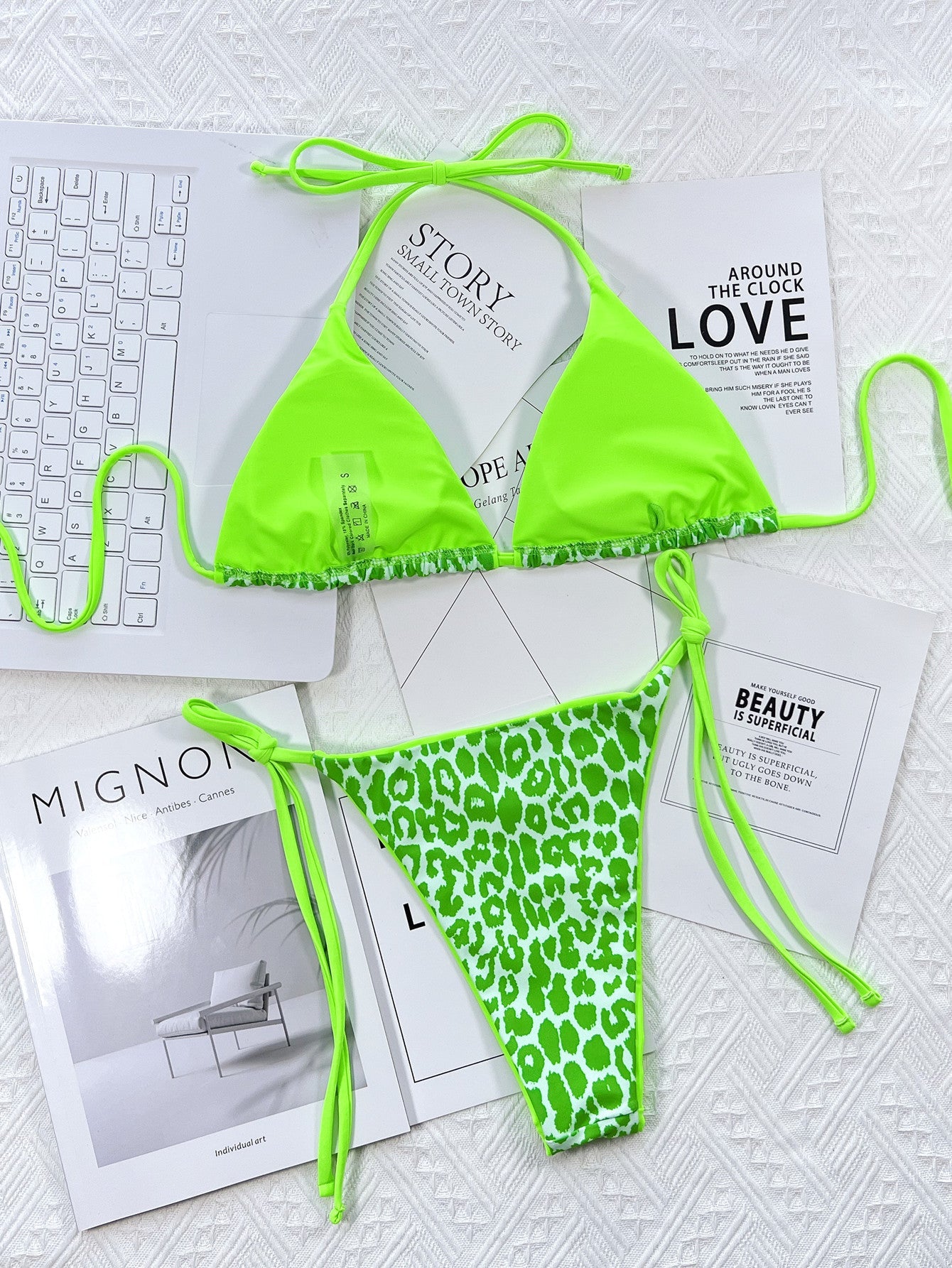 Leopard Print Tie-Side Bikini Set