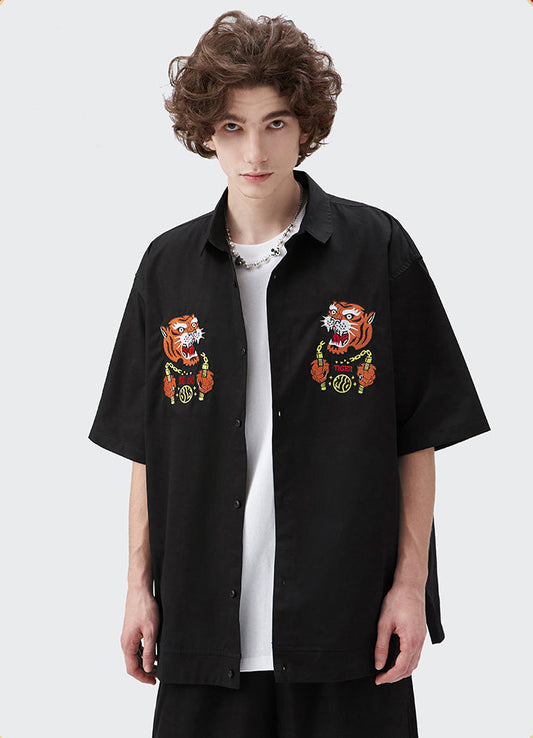 Tiger Warrior Embroidery Shirt