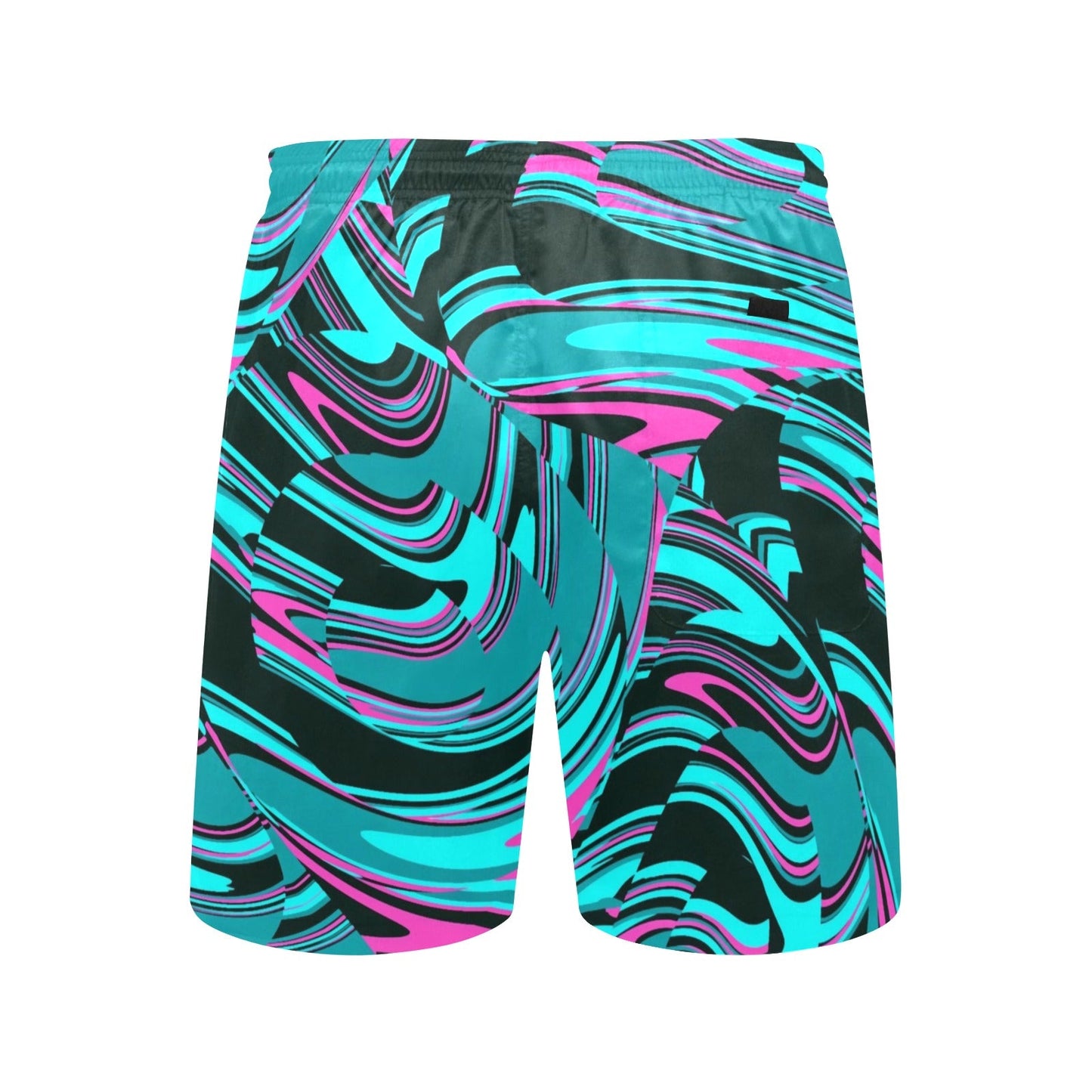 Teal & Black Abstract Rave Swim Shorts