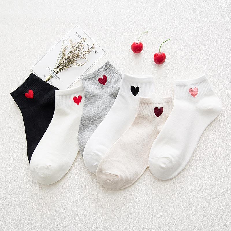Kawaii Heart & Cat 5-Pair No-Show Sock Set