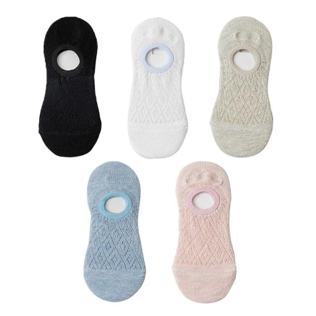 Kawaii Heart & Cat 5-Pair No-Show Sock Set