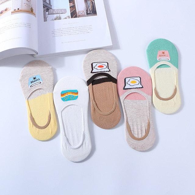 Kawaii Animal 5-Pair No-Show Sock Set
