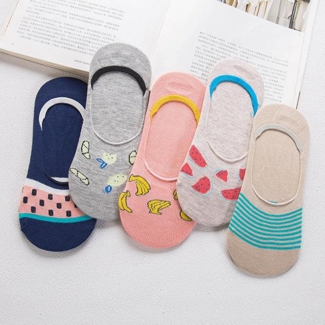 Kawaii Animal 5-Pair No-Show Sock Set