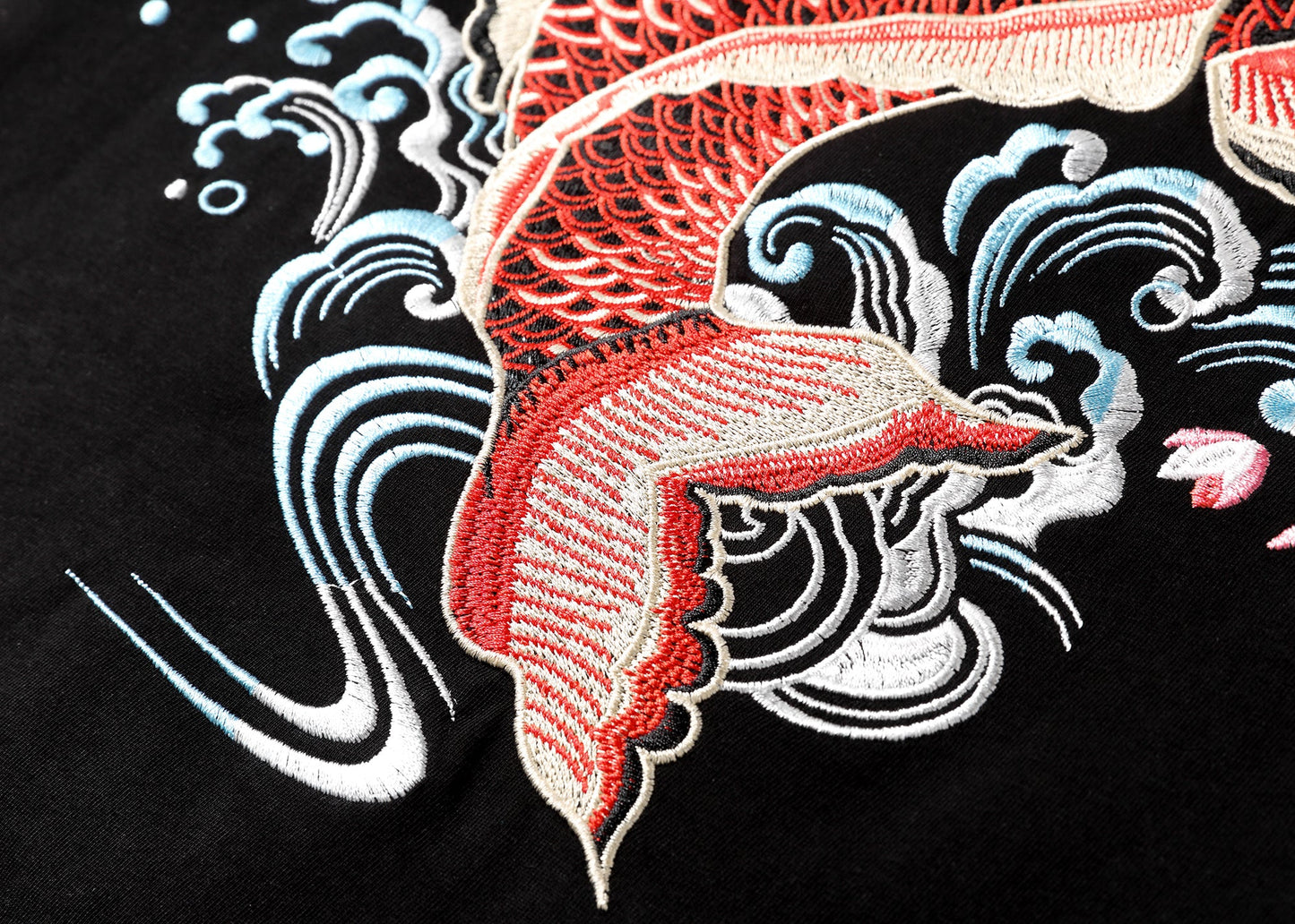 Red Koi Fish Embroidered Tee