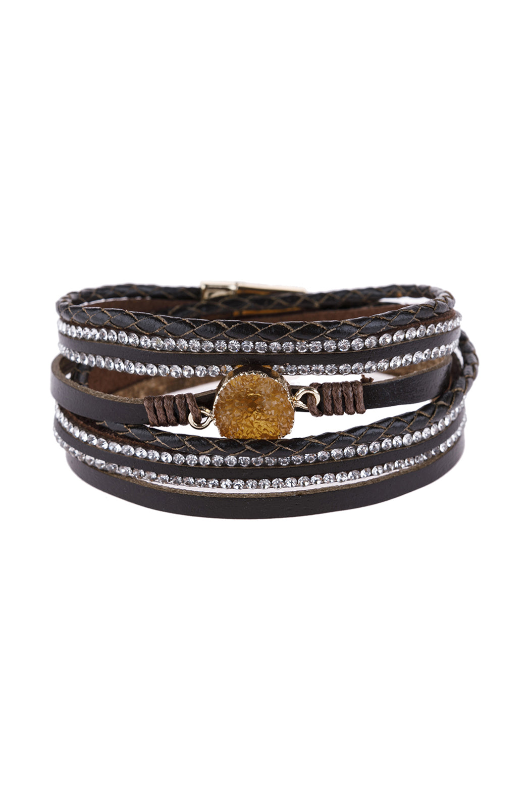 Rhinestone Encrusted Druzy Wrap Bracelet