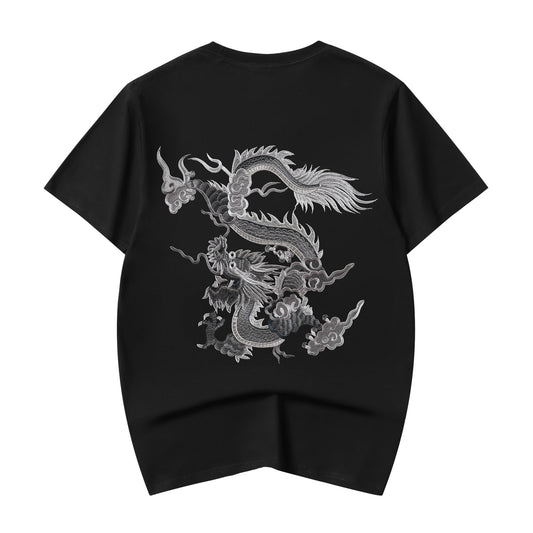 ET521 Grey Dragon Embroidered Tee