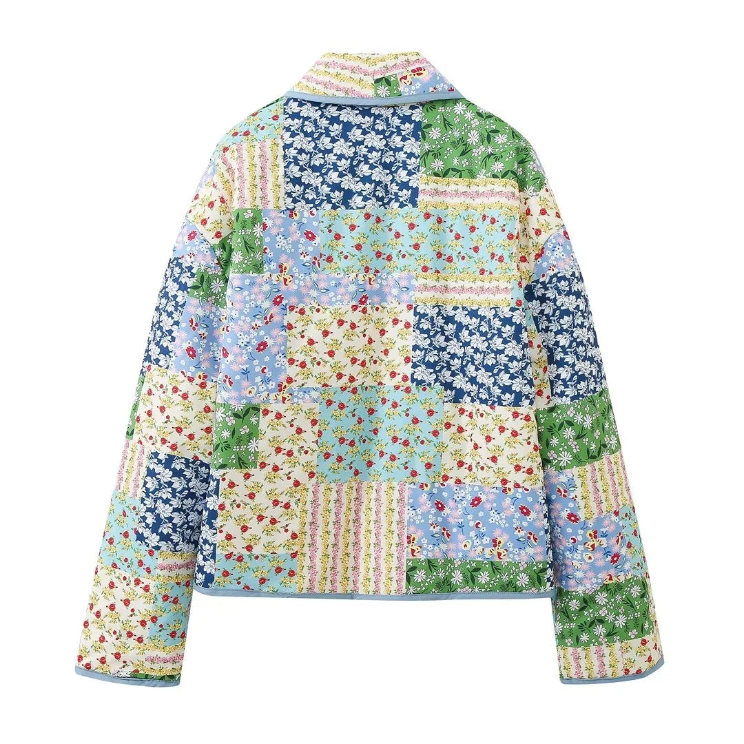 Quilted Jacket in Pastel Floral Patchwork