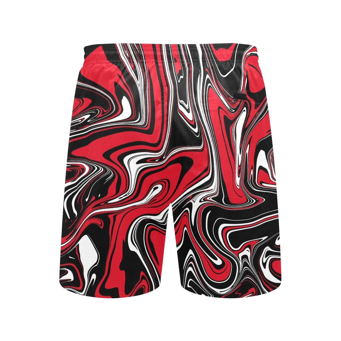 Red Black & White Rave Spill Swim Shorts
