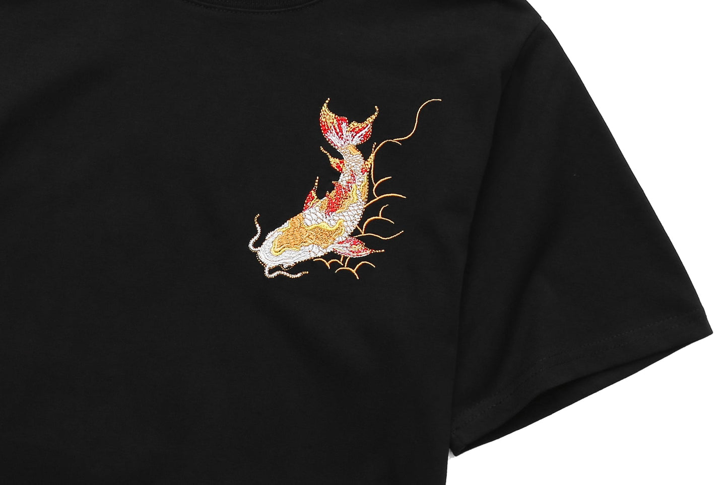 T-shirt brodé poisson koï doré KH852