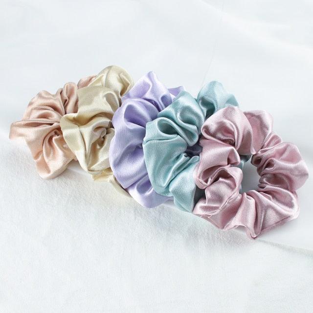 Silk Satin Scrunchies Set (5-Pack)