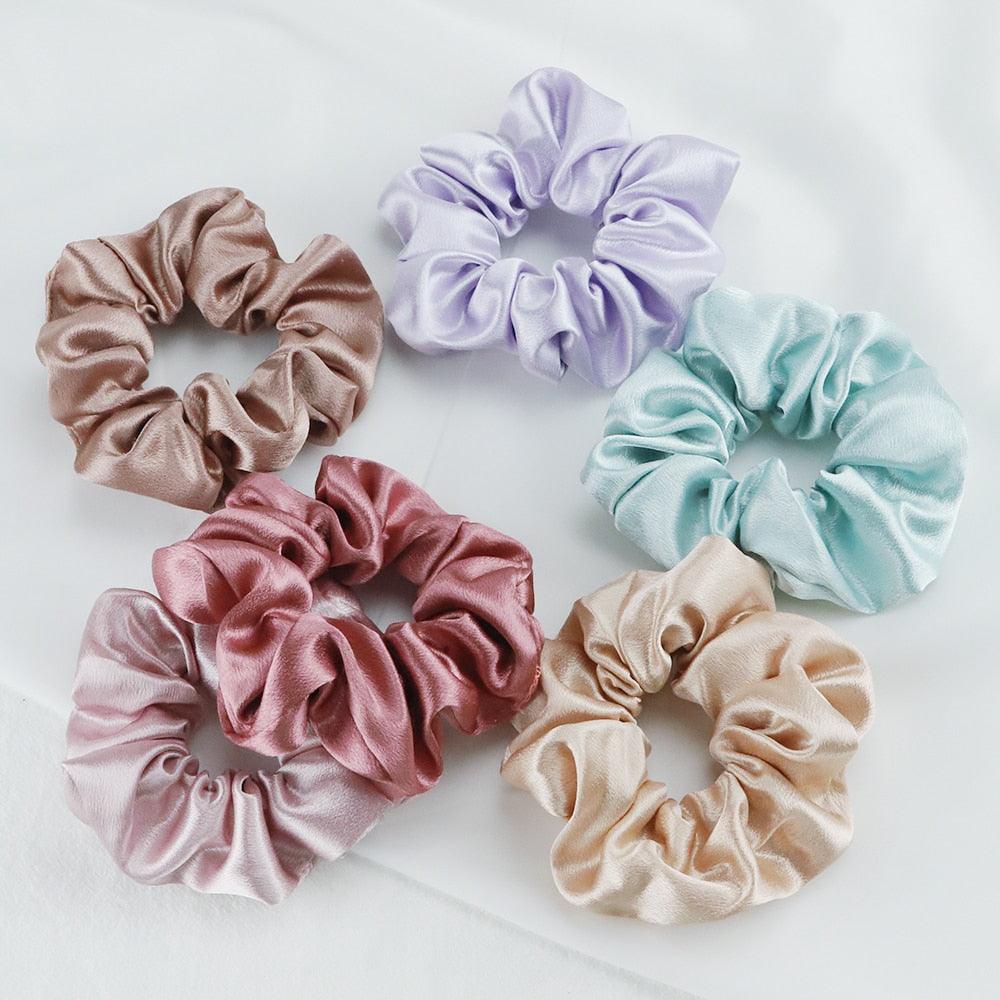 Silk Satin Scrunchies Set (5-Pack)