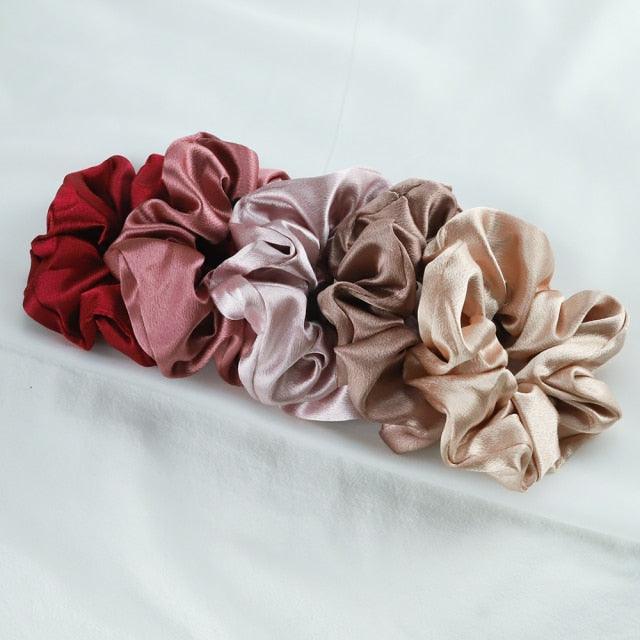 Silk Satin Scrunchies Set (5-Pack)