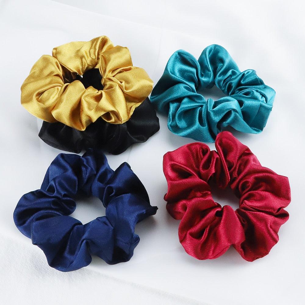 Silk Satin Scrunchies Set (5-Pack)