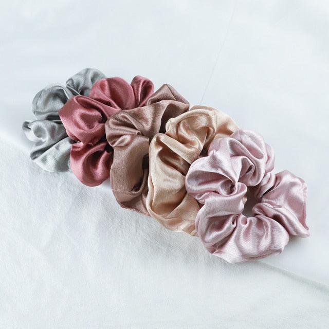 Silk Satin Scrunchies Set (5-Pack)