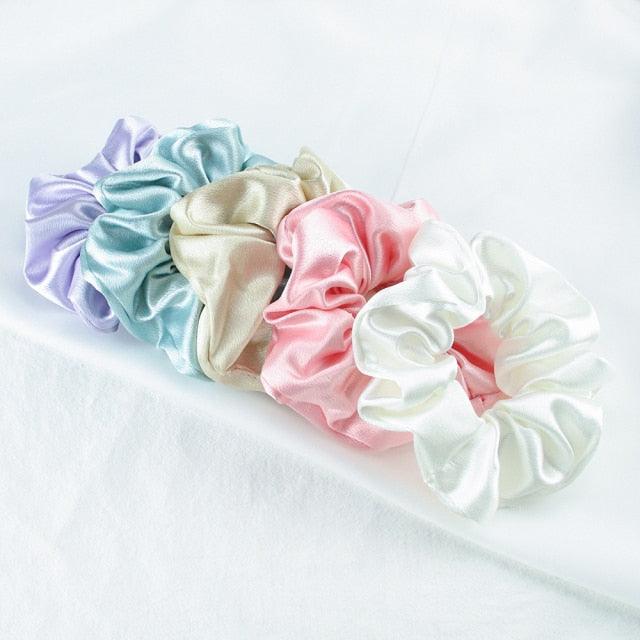 Silk Satin Scrunchies Set (5-Pack)