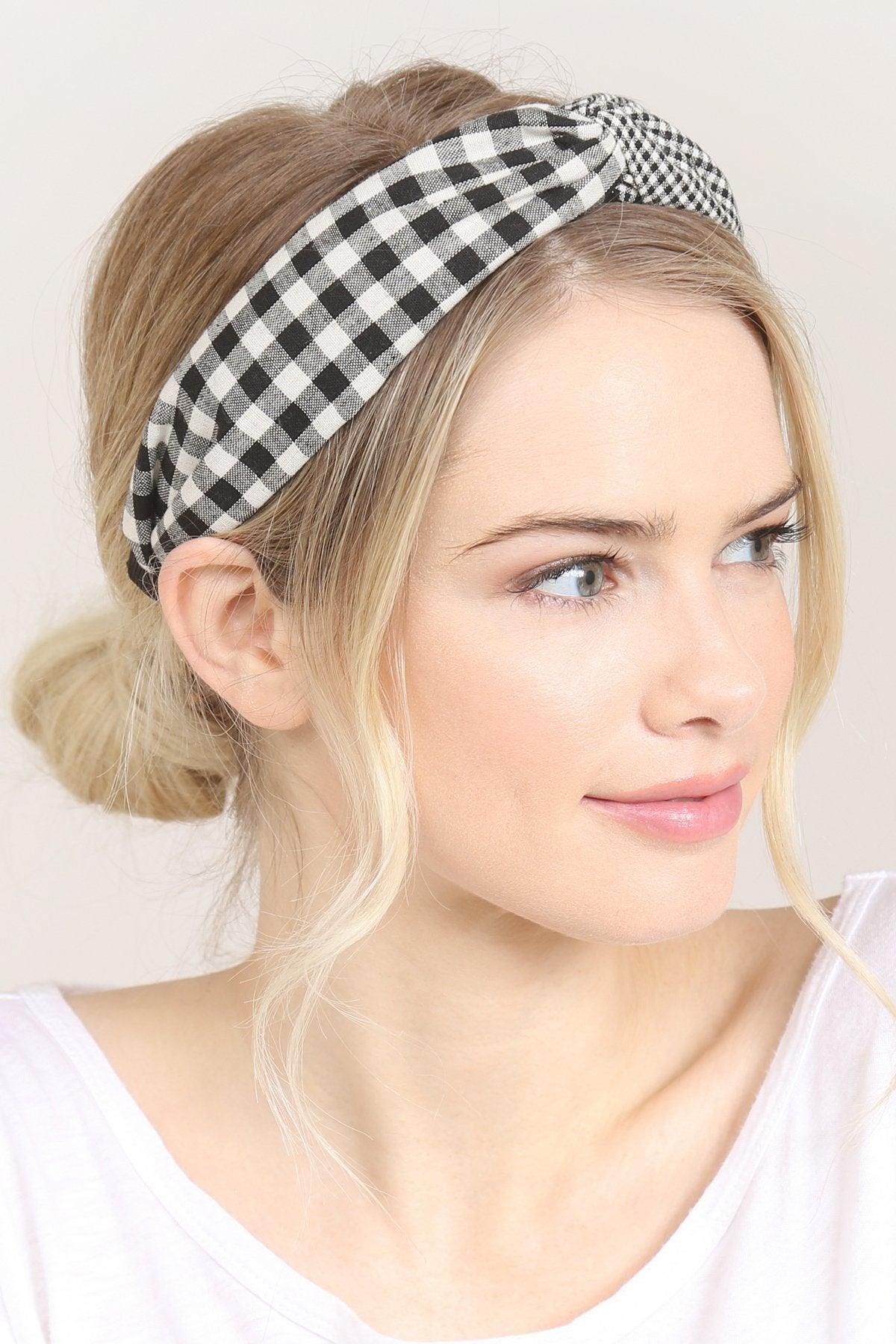 Plaid Knotted Fabric Coated Hair Band