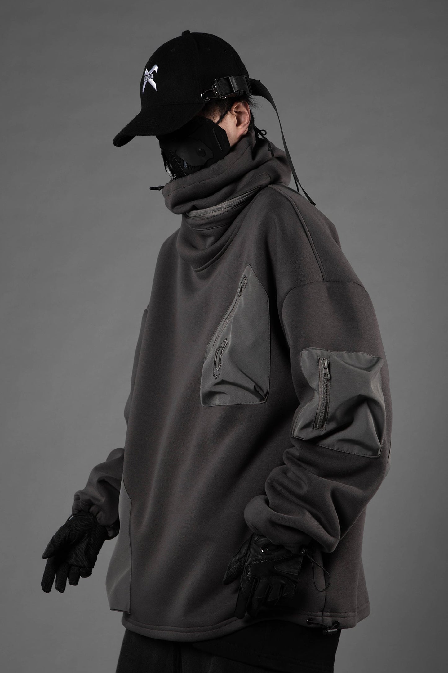 Sudadera con capucha utilitaria gris HiH33