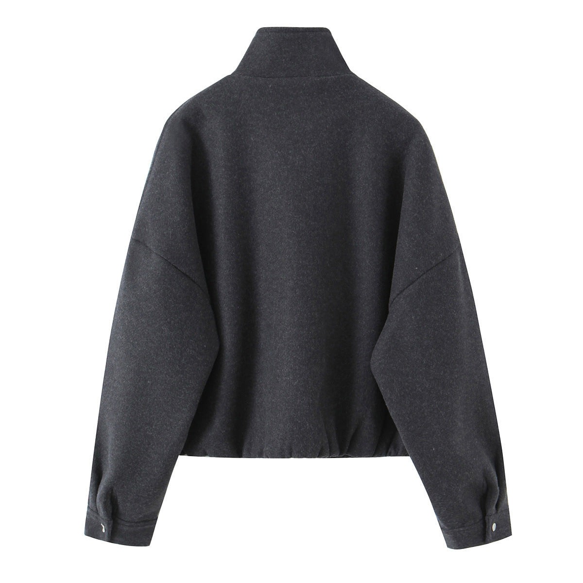 SoHo Charcoal Wool Blend High Collar Bomber