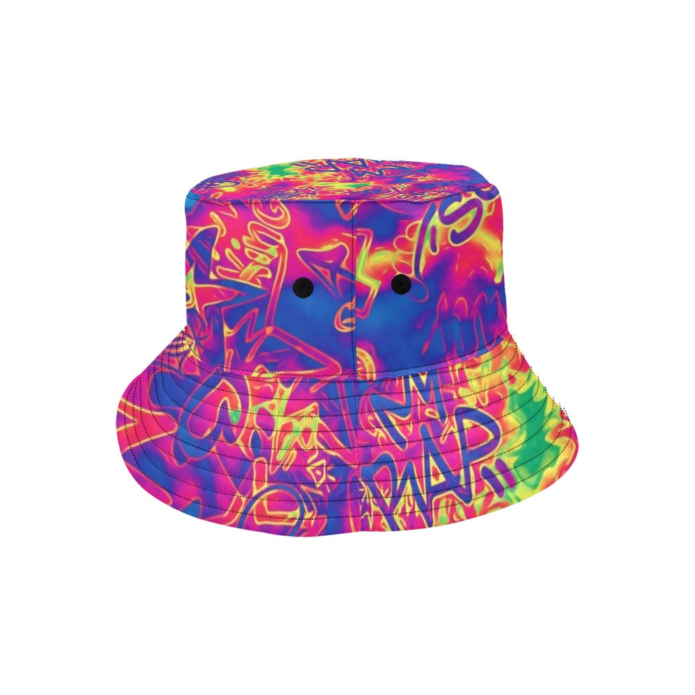 Neon Graffiti Mix Bucket Hat | UV Blacklight Reactive