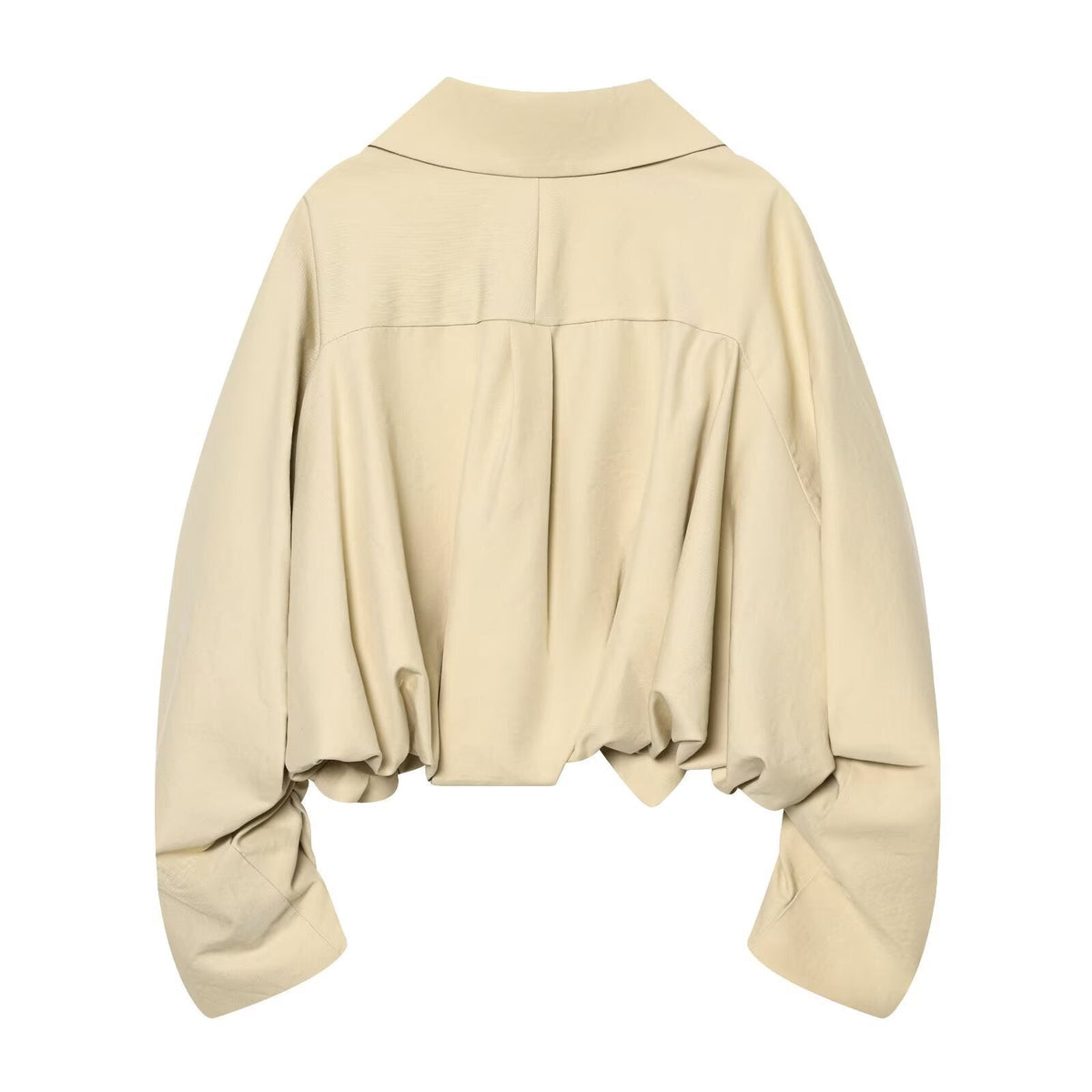SoHo Beige Peter Pan Collar Ruched Drawstring Jacket