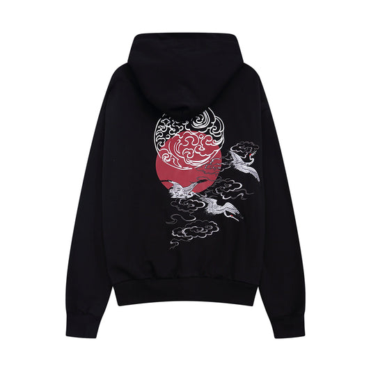 YE735 Red Suns Cranes Hoodie