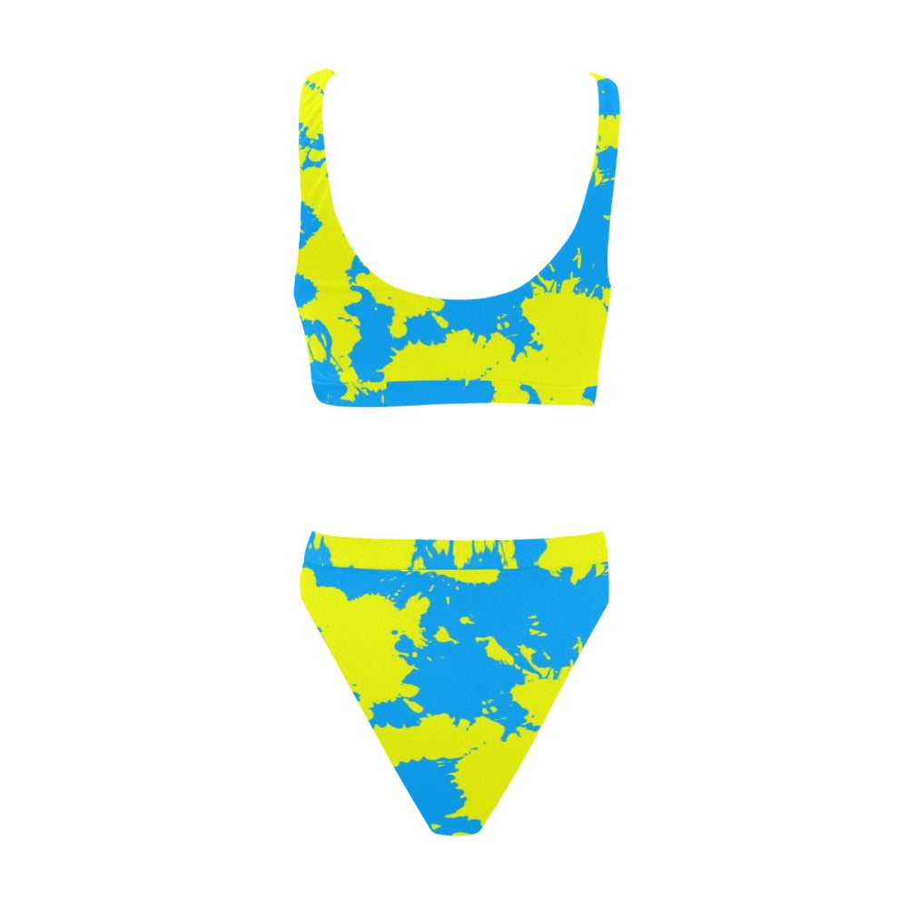 Yellow & Blue Paint Splatter Bikini Set