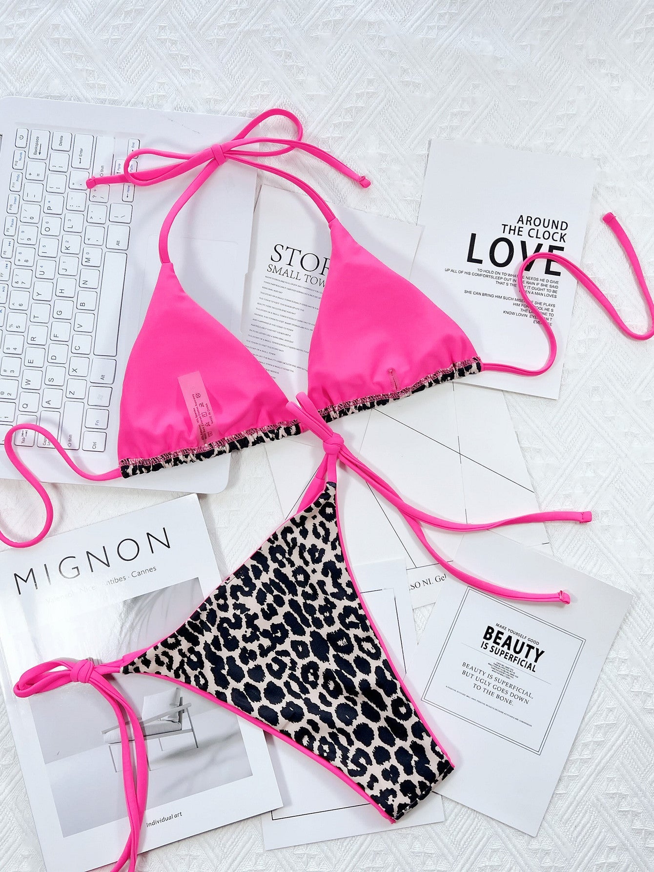 Leopard Print Tie-Side Bikini Set