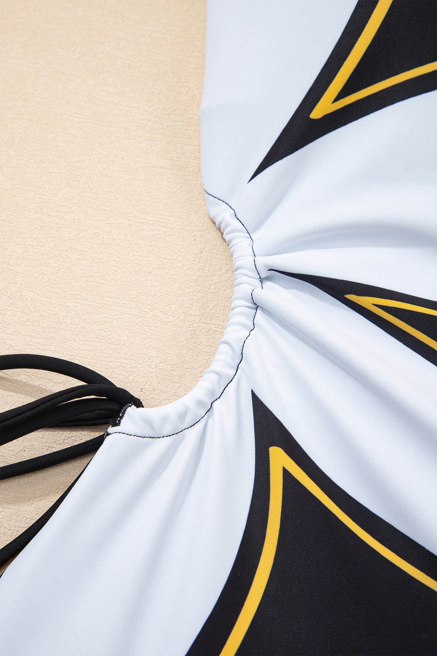 Floral Cutout Drawstring One-Piece
