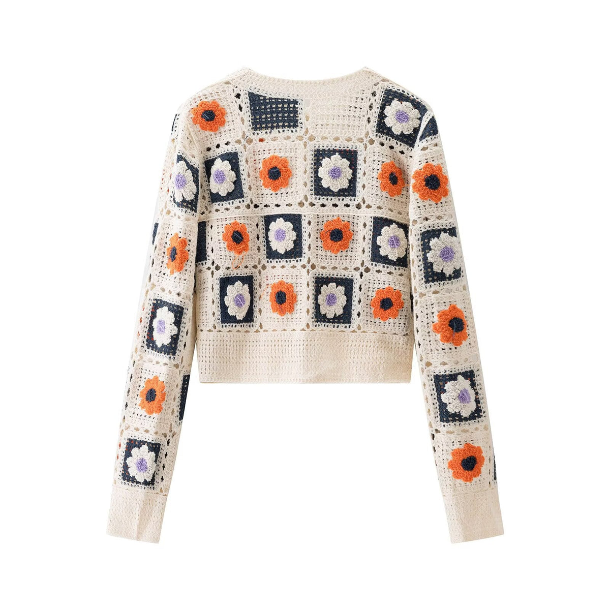 SoHo Floral Granny Square Crochet Cardigan