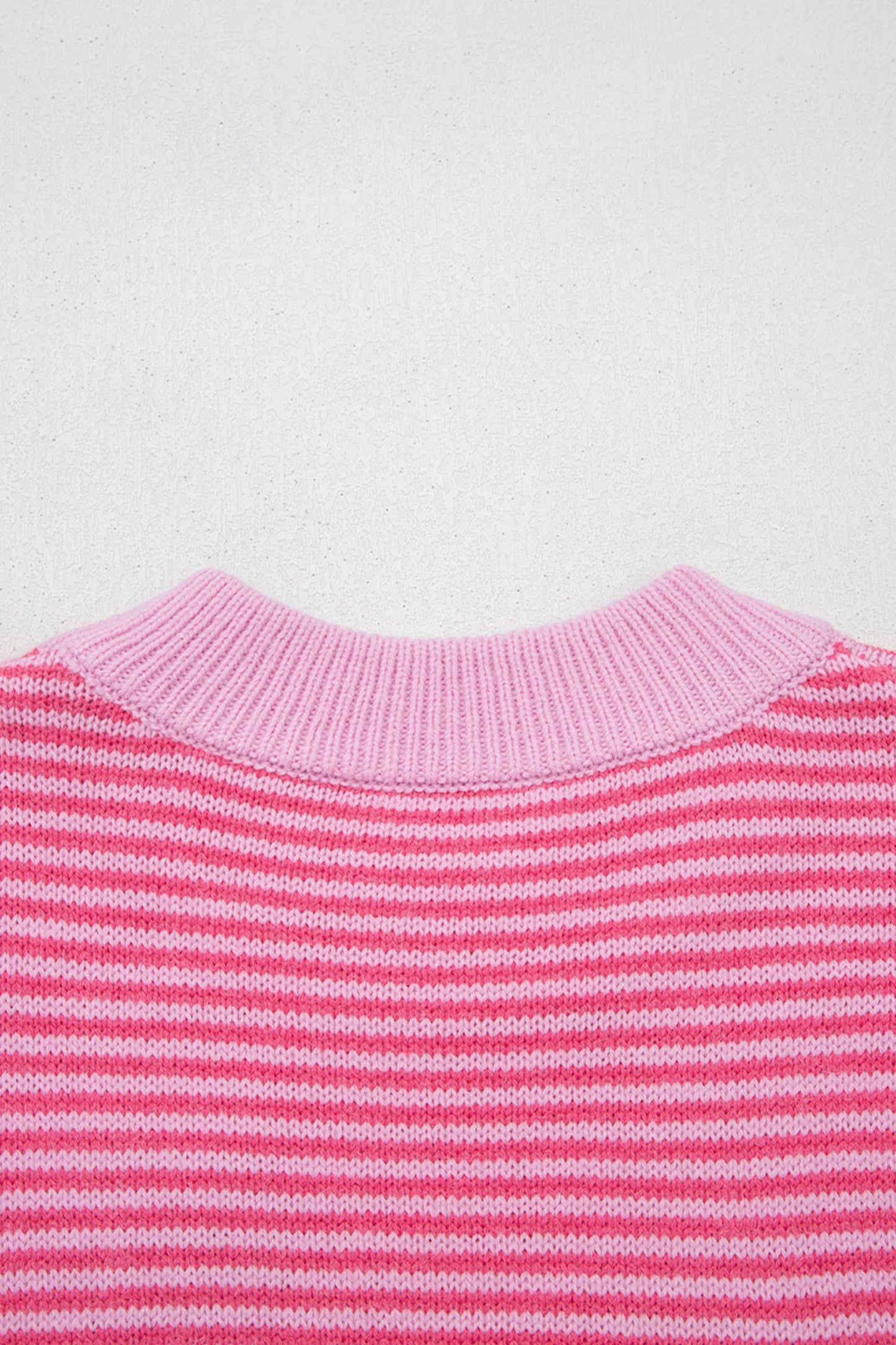 Rose Stripe Contrast Heart Pattern Valentine Knit Sweater