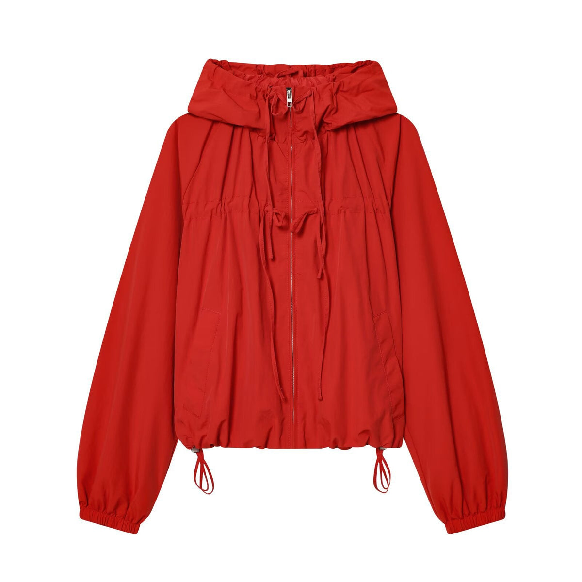 SoHo Crimson Red Hooded Windbreaker