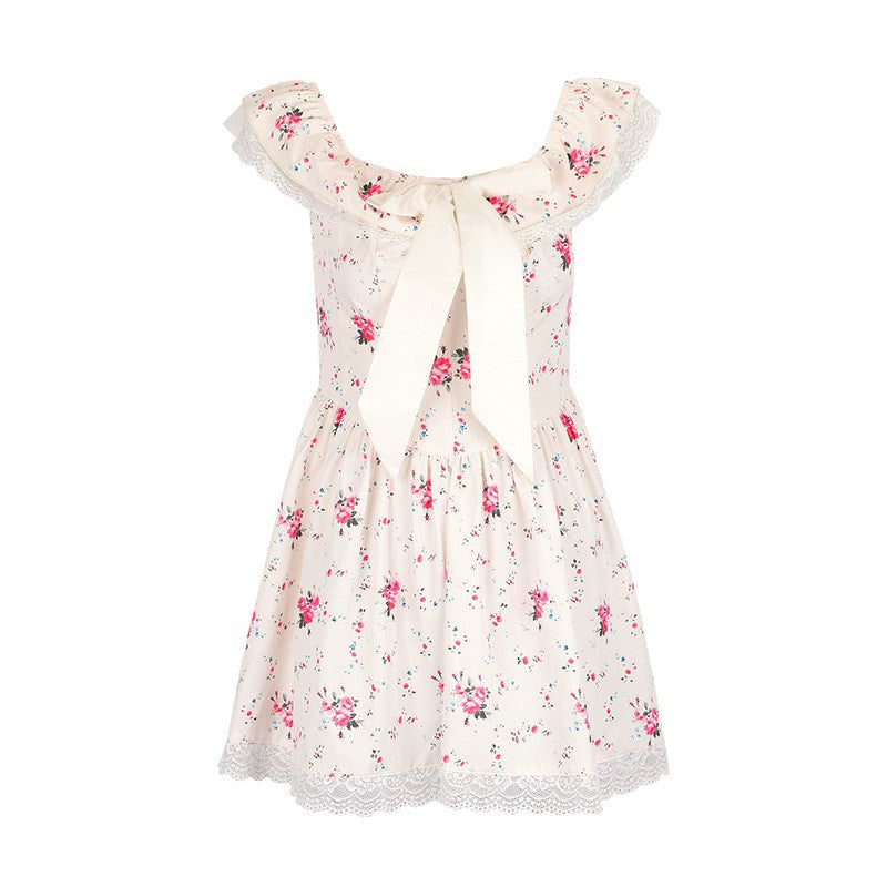 Cala Galdana Floral Bow Off-Shoulder Mini Dress