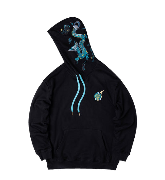 Sweat à capuche brodé Dragon bleu KH9000