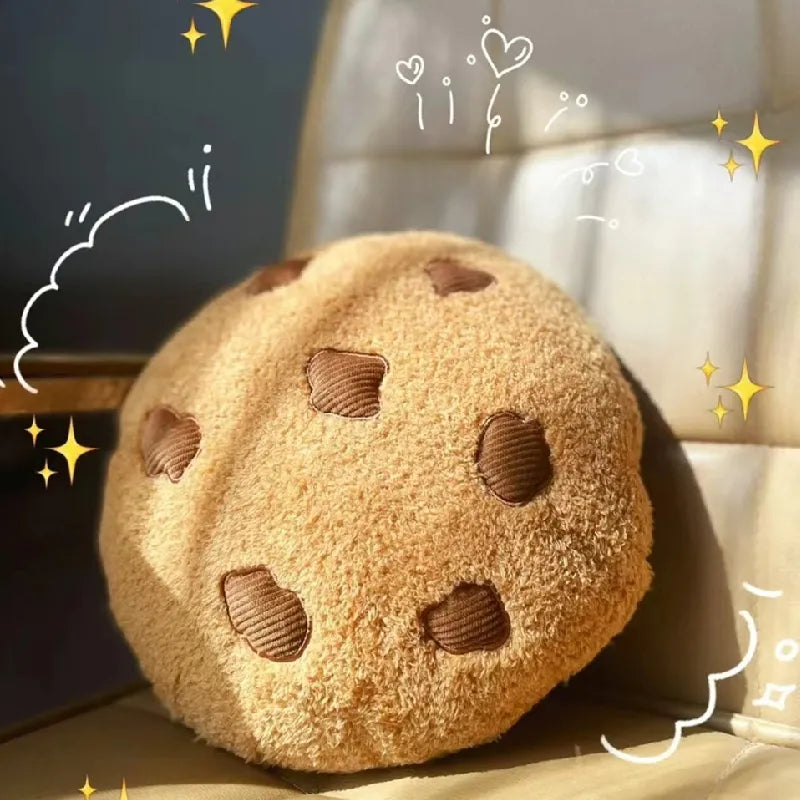 Almohada de peluche con forma de galleta con chispas de chocolate