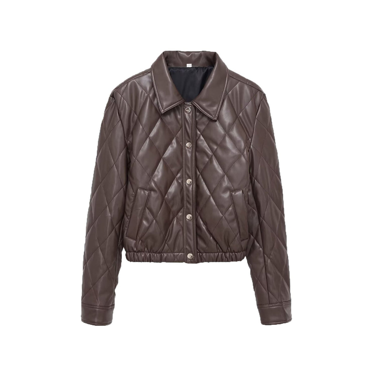 SoHo Brown Diamond Quilted Faux Leather Bomber