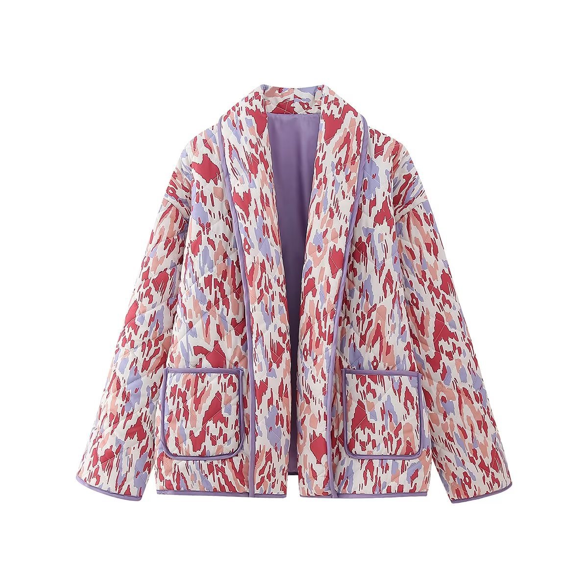 Quilted Jacket in Abstract Pastel Print