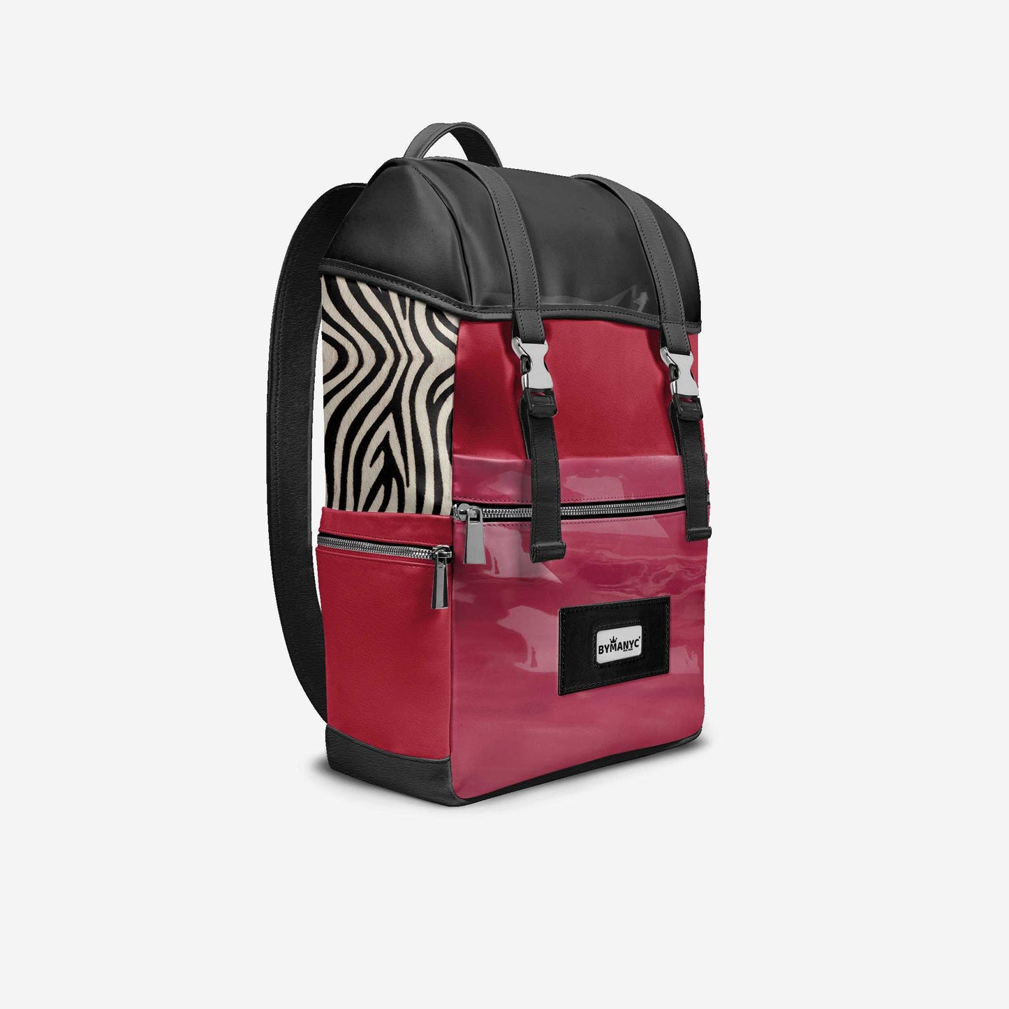 BYMANYC ® Nueva York – Mochila NYC COUTURE en rojo intenso y cebra negra