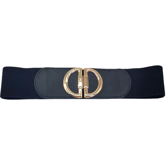 Double Half Open Circle Buckle Stretch Belt
