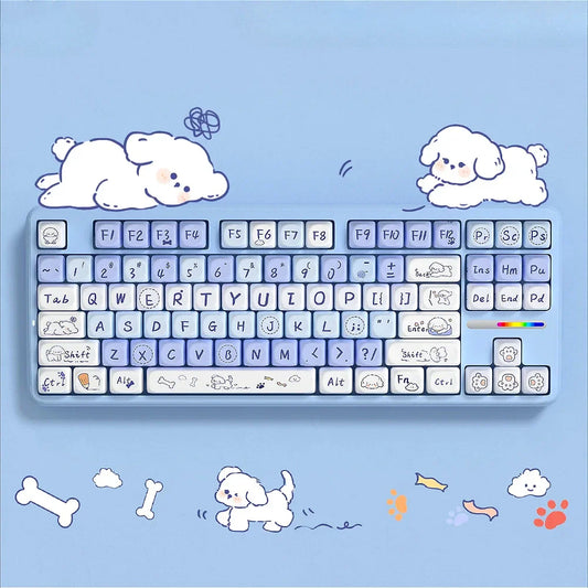 Juego de teclas con forma de cachorro juguetón kawaii