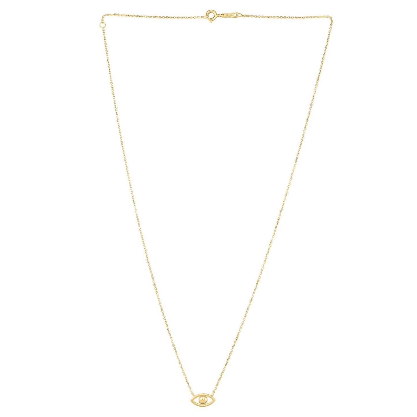 14k Yellow Gold Pearl Evil Eye Necklace