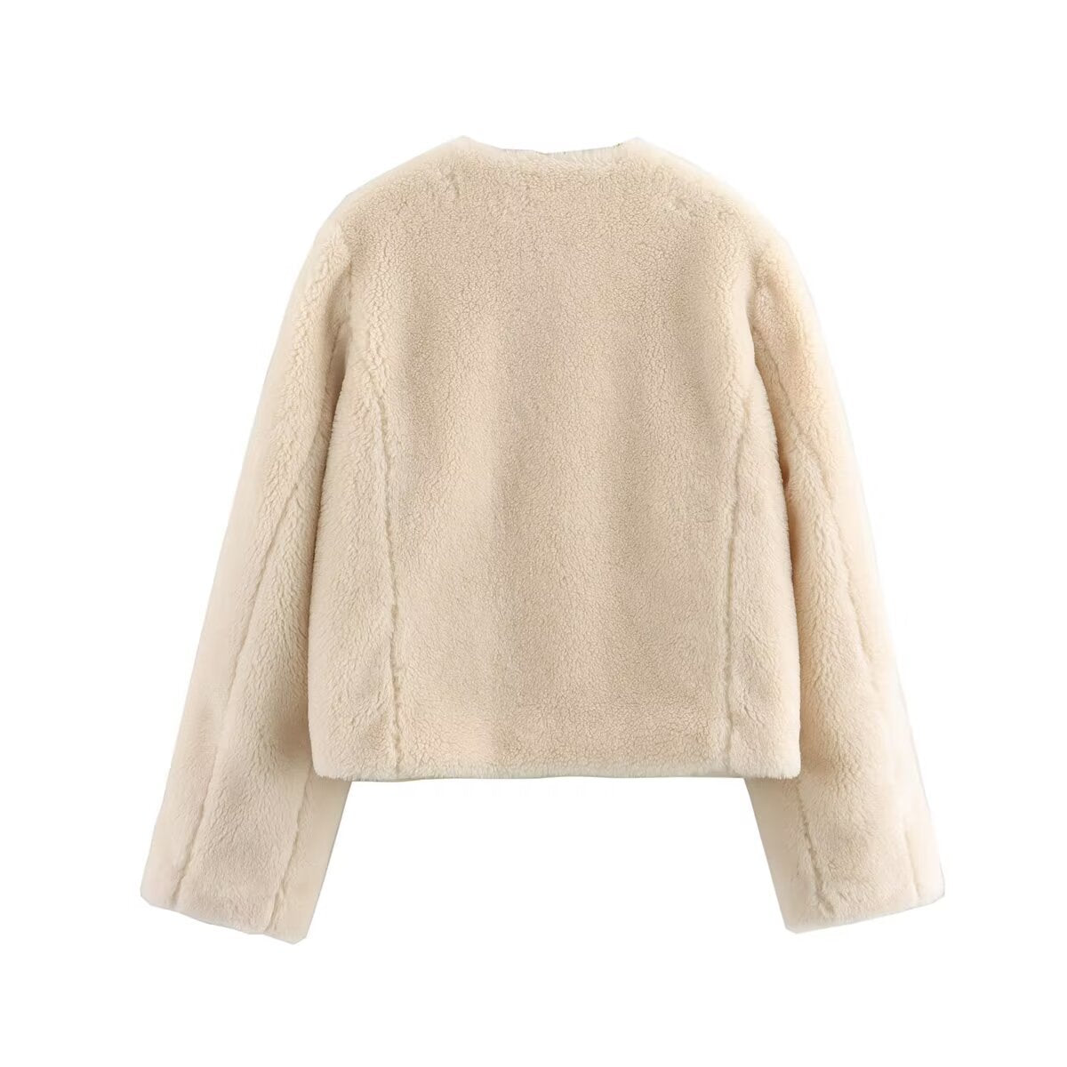 Hamptons Cream Faux Shearling Toggle Short Coat