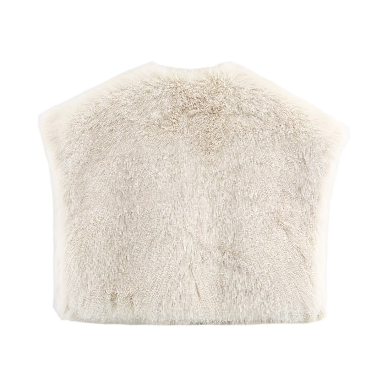 Faux Fur Sleeveless Vest in Cream