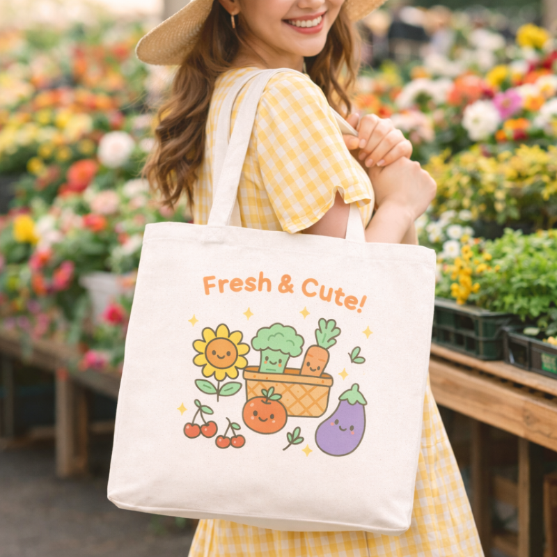 Kawaii Farmer's Market Tote Bag