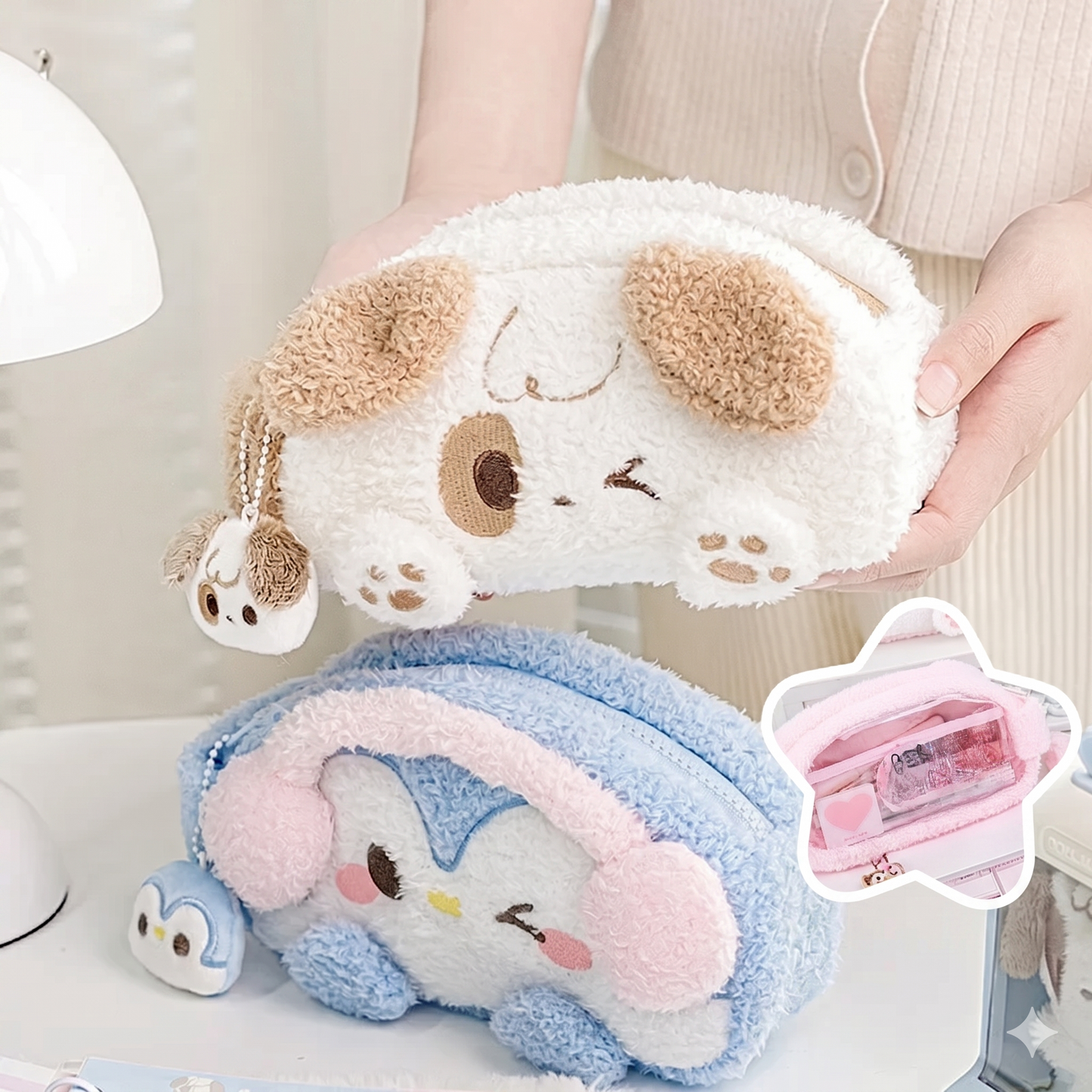 Trousses à crayons en peluche kawaii