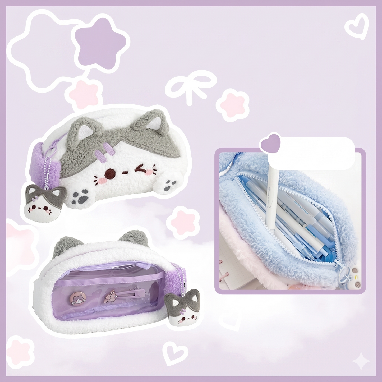 Trousses à crayons en peluche kawaii